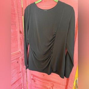 CLARA SUNWOO Black Ruched Long Sleeve Top